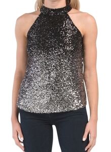 CABLE & Gauge Halter Neck Sequin Top
